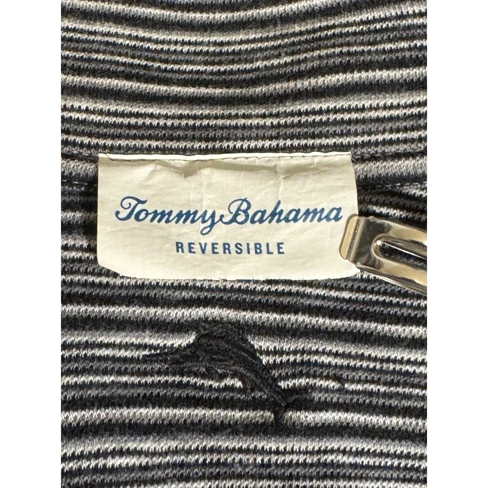 Tommy Bahama Mens Reversible‎ Quarter Zip Pullover Shirt Gray Stripes Size XL